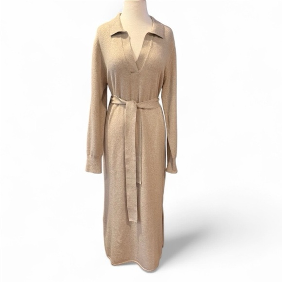 Faherty Jackson Hudson Sweater Midi Dress Oatmeal Heather Beige Size Large NWT - Picture 3 of 12